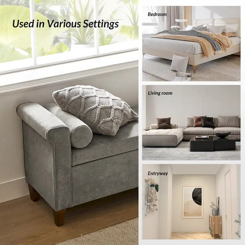 Rita 54.3  Wide Traditional Storage Bench with 2 Pillows by HULALA HOME
