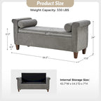 Rita 54.3  Wide Traditional Storage Bench with 2 Pillows by HULALA HOME