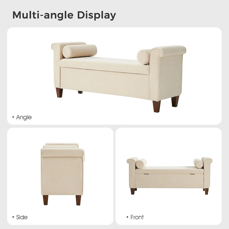 Rita 54.3  Wide Traditional Storage Bench with 2 Pillows by HULALA HOME