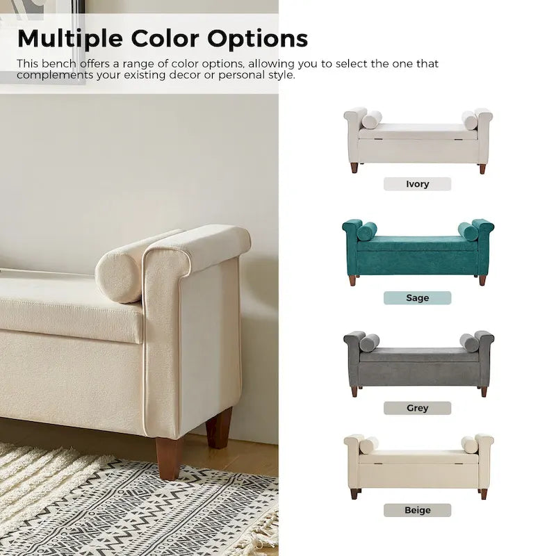 Rita 54.3  Wide Traditional Storage Bench with 2 Pillows by HULALA HOME