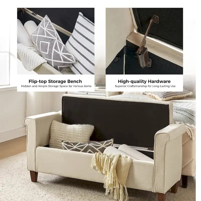 Rita 54.3  Wide Traditional Storage Bench with 2 Pillows by HULALA HOME