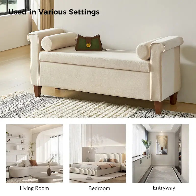 Rita 54.3  Wide Traditional Storage Bench with 2 Pillows by HULALA HOME