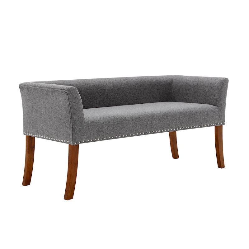 Porthos Home Nevis Fabric Upholstered Bench with Rubberwood Legs