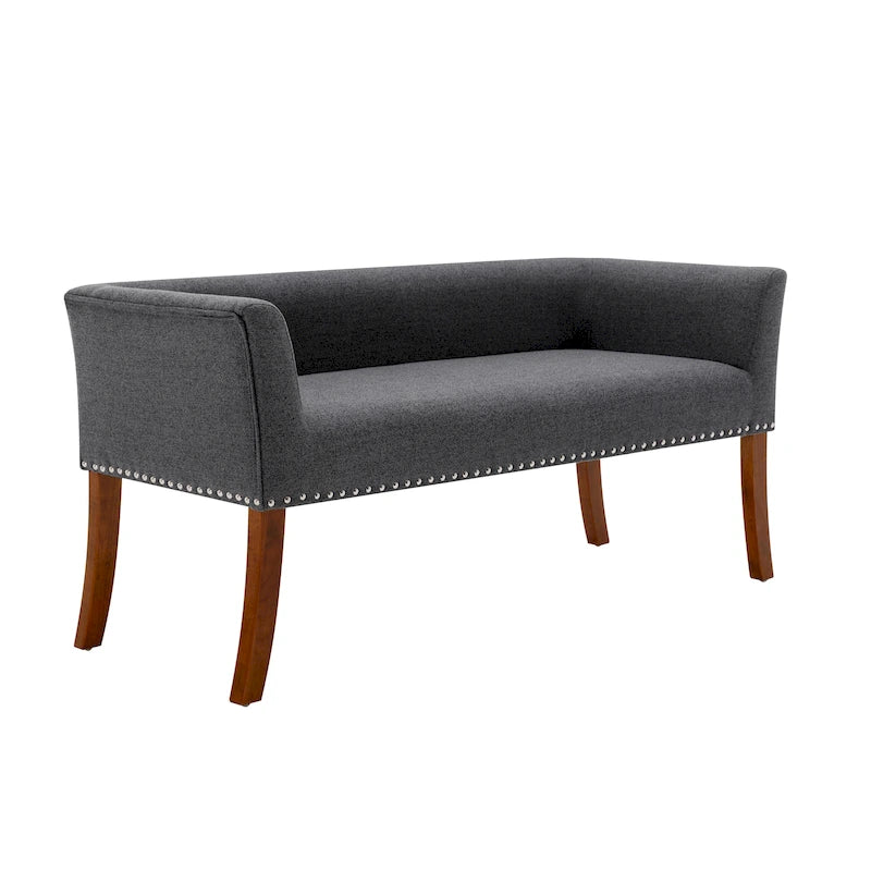 Porthos Home Nevis Fabric Upholstered Bench with Rubberwood Legs