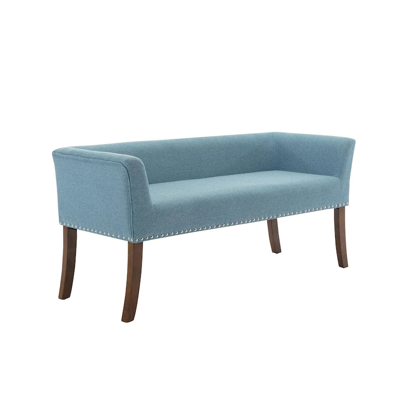 Porthos Home Nevis Fabric Upholstered Bench with Rubberwood Legs