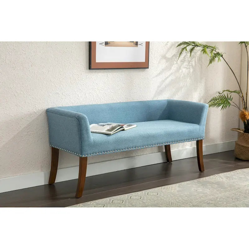 Porthos Home Nevis Fabric Upholstered Bench with Rubberwood Legs