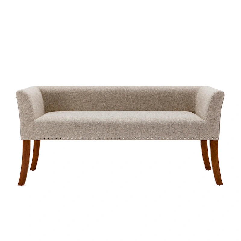 Porthos Home Nevis Fabric Upholstered Bench with Rubberwood Legs