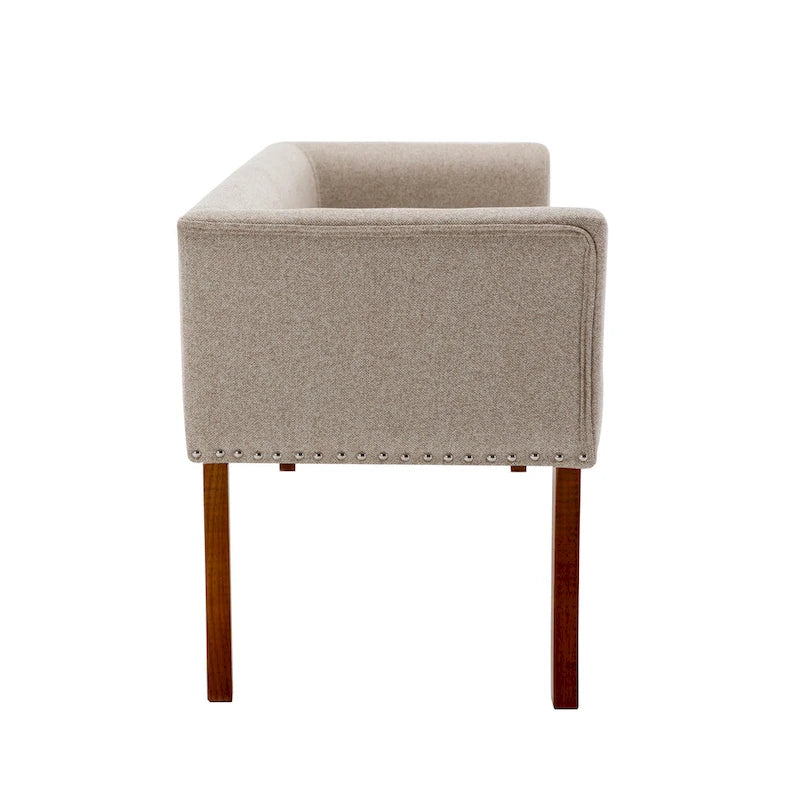 Porthos Home Nevis Fabric Upholstered Bench with Rubberwood Legs