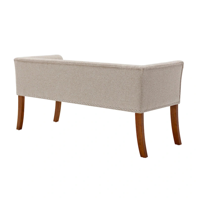 Porthos Home Nevis Fabric Upholstered Bench with Rubberwood Legs