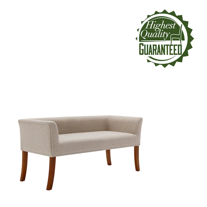 Porthos Home Nevis Fabric Upholstered Bench with Rubberwood Legs