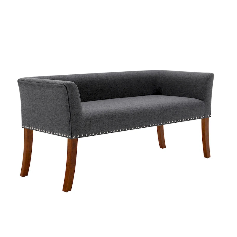 Porthos Home Nevis Fabric Upholstered Bench with Rubberwood Legs