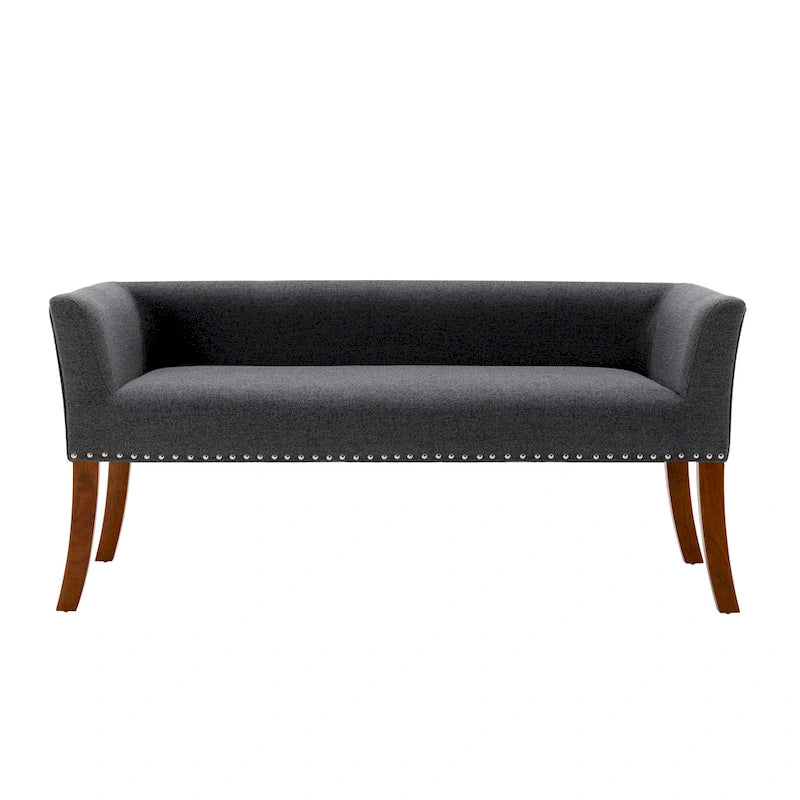 Porthos Home Nevis Fabric Upholstered Bench with Rubberwood Legs