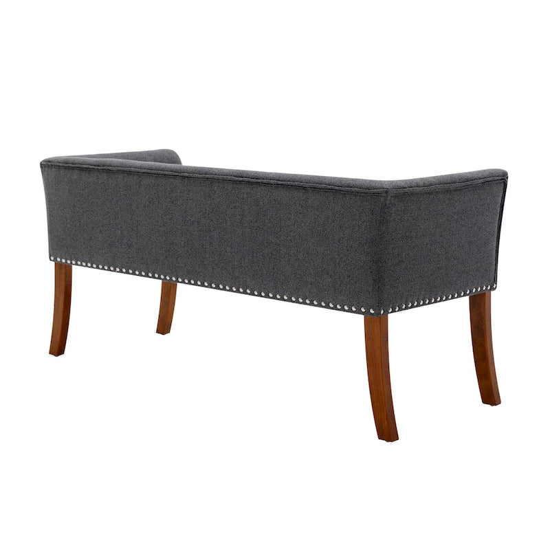 Porthos Home Nevis Fabric Upholstered Bench with Rubberwood Legs