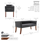 Porthos Home Nevis Fabric Upholstered Bench with Rubberwood Legs
