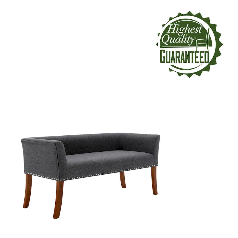 Porthos Home Nevis Fabric Upholstered Bench with Rubberwood Legs