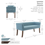 Porthos Home Nevis Fabric Upholstered Bench with Rubberwood Legs