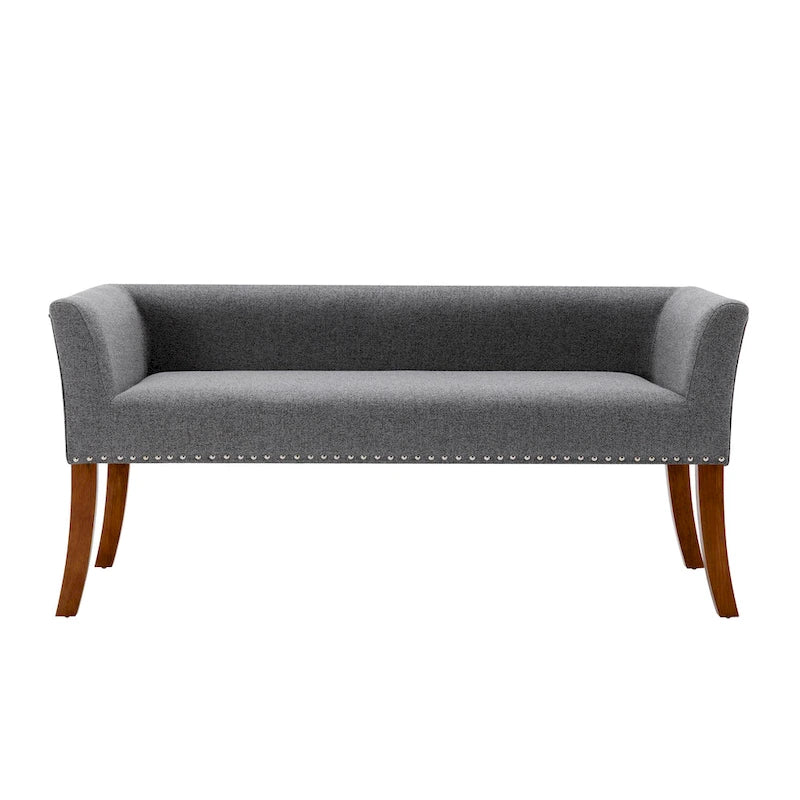 Porthos Home Nevis Fabric Upholstered Bench with Rubberwood Legs