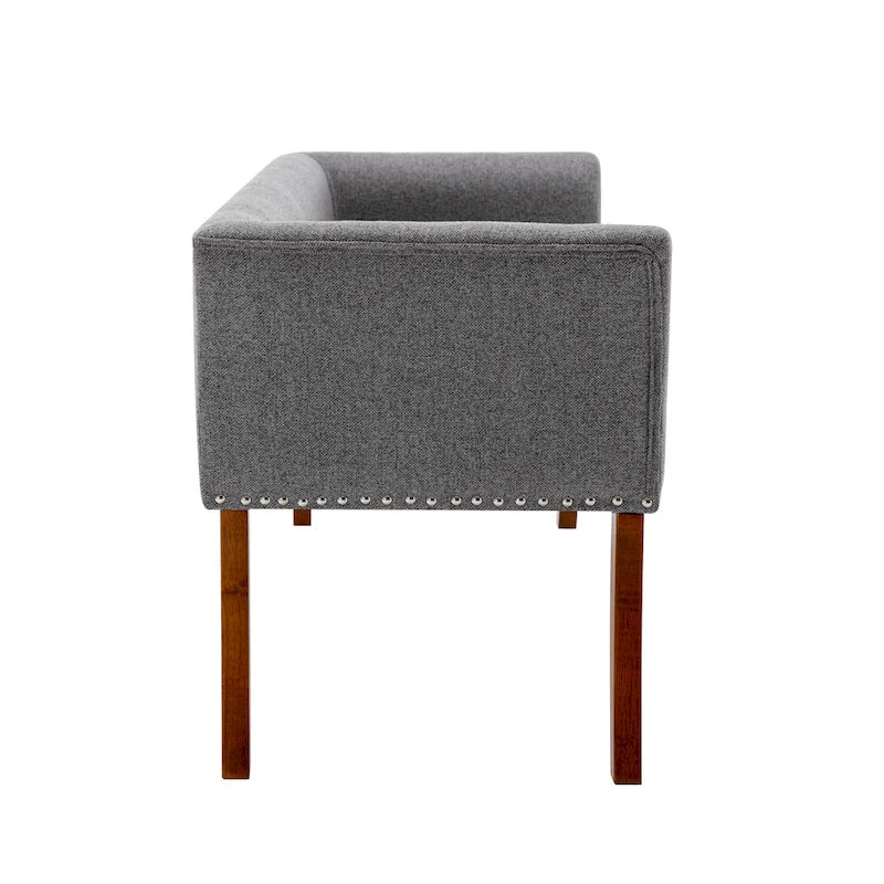 Porthos Home Nevis Fabric Upholstered Bench with Rubberwood Legs