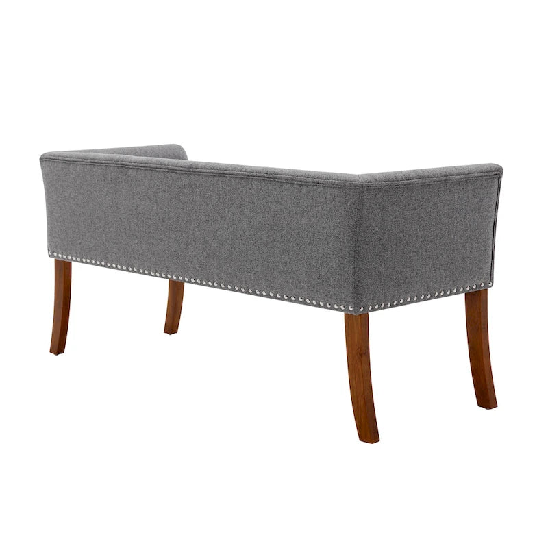 Porthos Home Nevis Fabric Upholstered Bench with Rubberwood Legs
