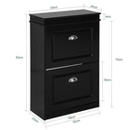 SoBuy FSR78-W, White 2 Drawers Shoe Cabinet Shoe Rack Shoe Storage