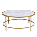 Carolina Living Verazano Faux Marble Top 36  Round Coffee Table - Gold