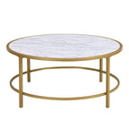 Carolina Living Verazano Faux Marble Top 36  Round Coffee Table - Gold