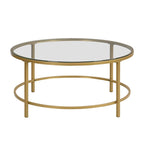 Carolina Living Verazano Faux Marble Top 36  Round Coffee Table - Gold