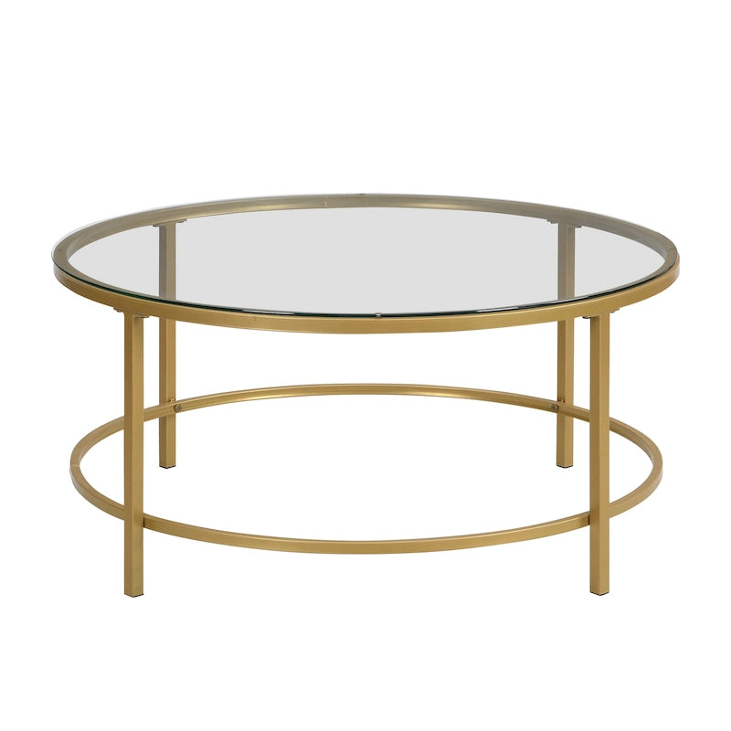 Carolina Living Verazano Faux Marble Top 36  Round Coffee Table - Gold