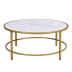 Carolina Living Verazano Faux Marble Top 36  Round Coffee Table - Gold