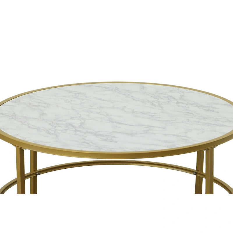 Carolina Living Verazano Faux Marble Top 36  Round Coffee Table - Gold