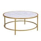 Carolina Living Verazano Faux Marble Top 36  Round Coffee Table - Gold