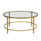 Carolina Living Verazano Faux Marble Top 36  Round Coffee Table - Gold