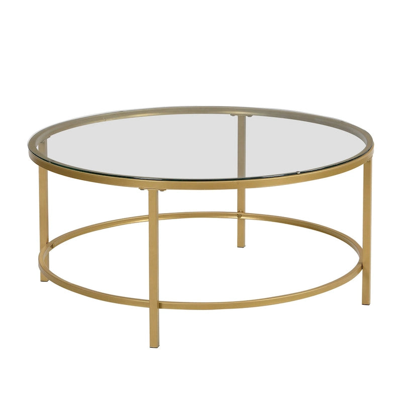 Carolina Living Verazano Faux Marble Top 36  Round Coffee Table - Gold