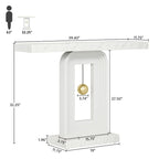 Modern Console Table with Geometric Base, 39.4 inch Narrow Sofa Table with Gold Decor for Living Room Entryway Hallway Entrance