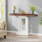 Modern Console Table with Geometric Base, 39.4 inch Narrow Sofa Table with Gold Decor for Living Room Entryway Hallway Entrance