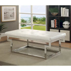 Jiva Contemporary Metal Upholstered Tufted Accent Bench by Furniture of America