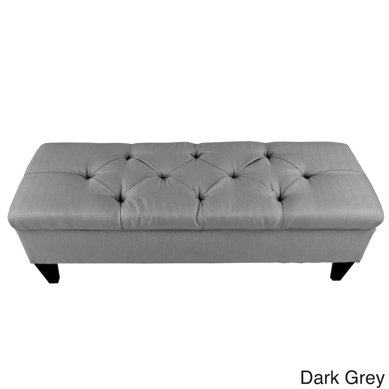 Brooke Diamond Tufted Upholstered Long Storage Bench Ottoman