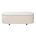 Betiana Modern Japandi Cream Boucle Fabric and Walnut Brown Finished Wood Storage Bench