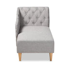 Baxton Studio Emeline Fabric Upholstered Oak Finished Wood Chaise Lounge