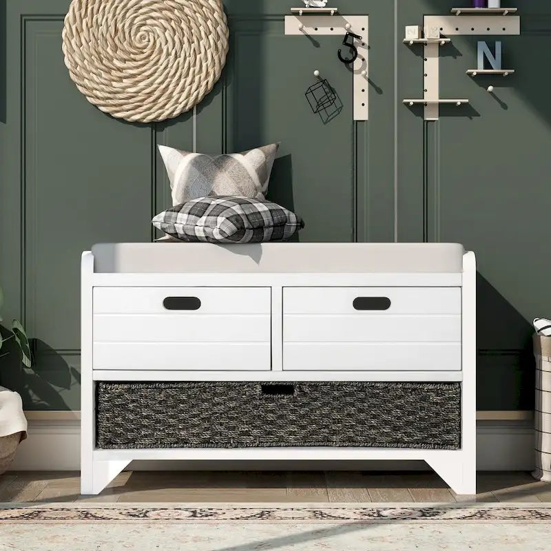Storage Bench Entryway Bench Shoe Bench with Cushion