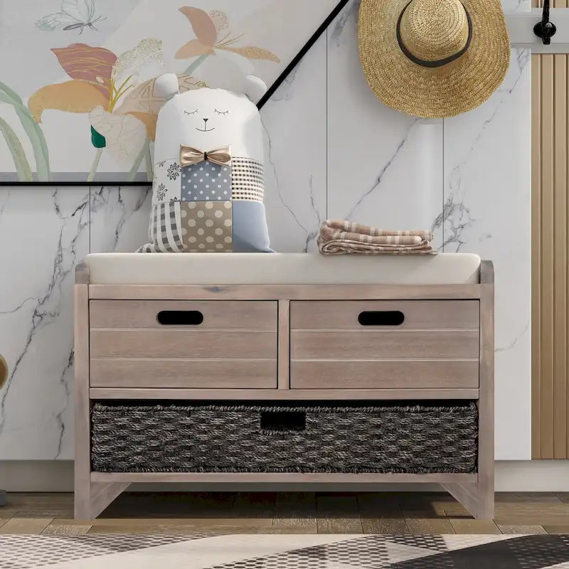 Storage Bench Entryway Bench Shoe Bench with Cushion