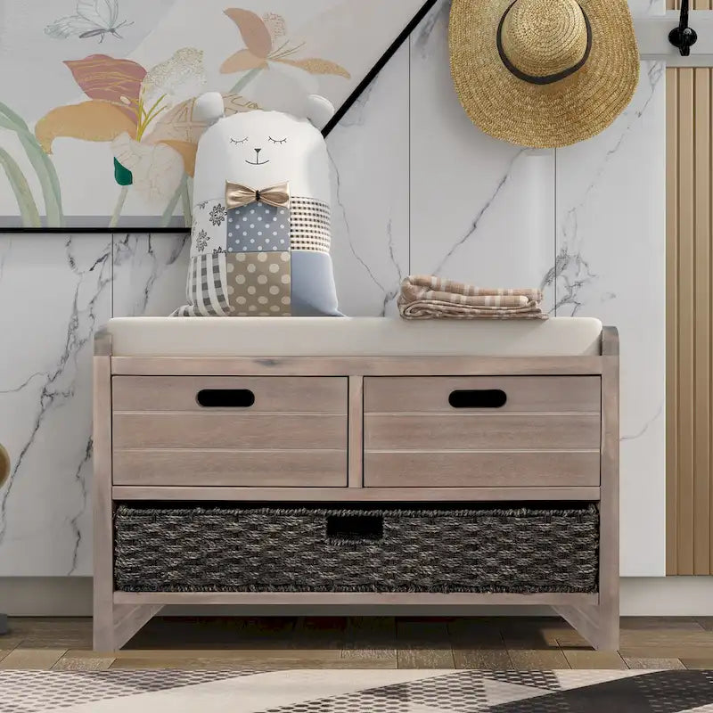 Storage Bench Entryway Bench Shoe Bench with Cushion