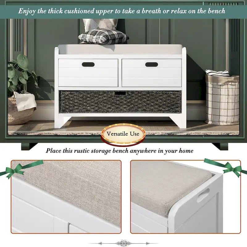 Storage Bench Entryway Bench Shoe Bench with Cushion