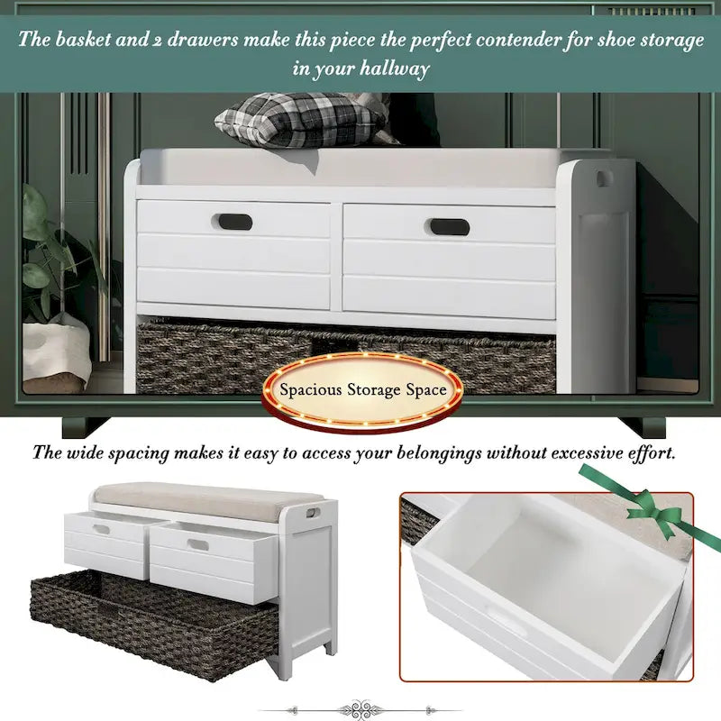 Storage Bench Entryway Bench Shoe Bench with Cushion