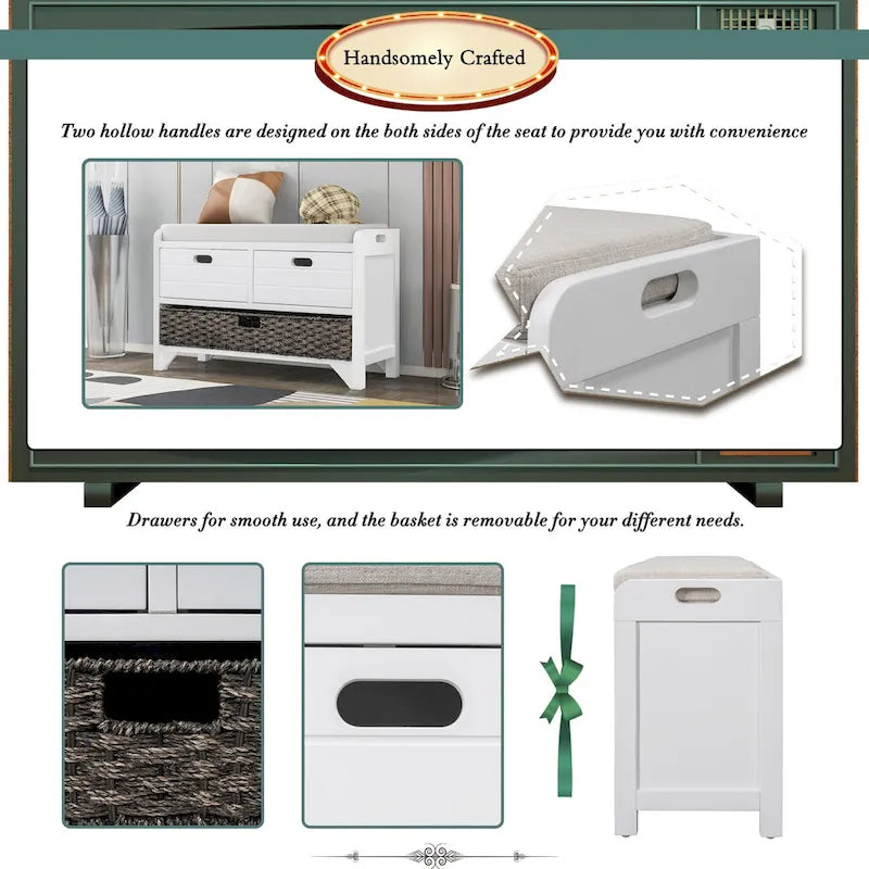 Storage Bench Entryway Bench Shoe Bench with Cushion