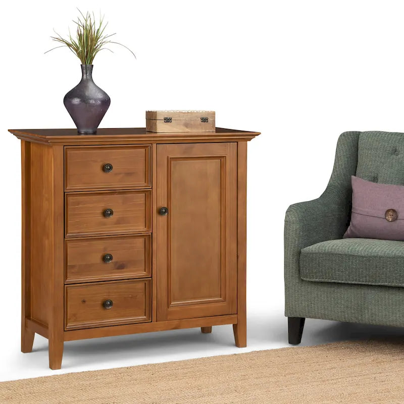 WYNDENHALL Halifax SOLID WOOD 37 inch Wide Transitional Medium Storage Cabinet - 37 w x 17 d x 36  h