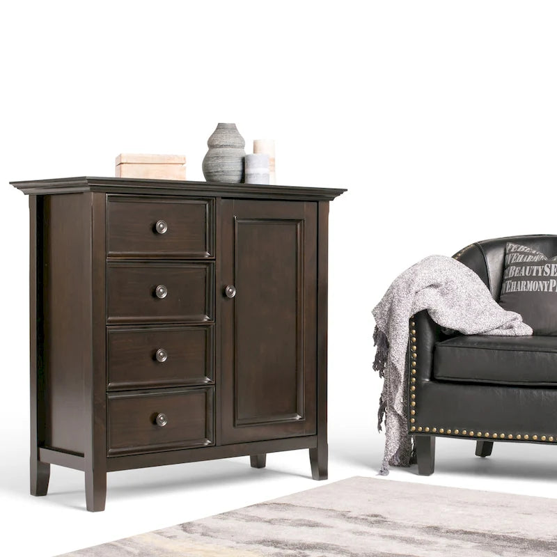 WYNDENHALL Halifax SOLID WOOD 37 inch Wide Transitional Medium Storage Cabinet - 37 w x 17 d x 36  h
