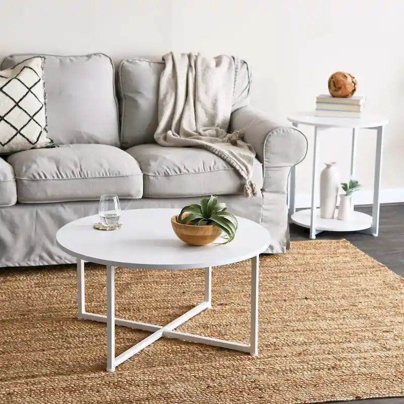 Household Essentials Side End Table with Storage Shelf