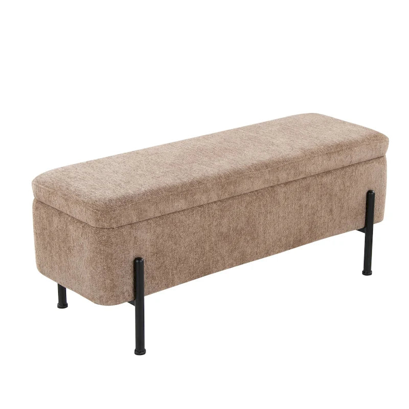 Silver Orchid Galotti Storage Bench with Flip-Top Lid