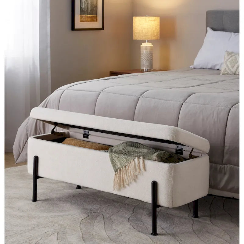 Silver Orchid Galotti Storage Bench with Flip-Top Lid